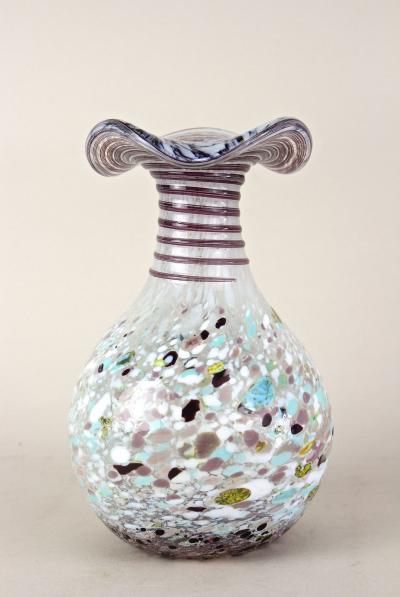 Mid Century Murano Glass Vase Multicolored Italy circa 1950