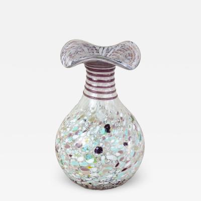 Mid Century Murano Glass Vase Multicolored Italy circa 1950