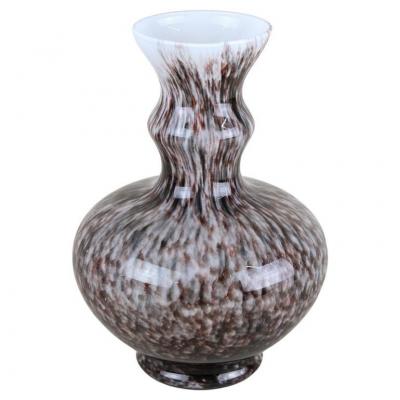 Mid Century Murano Glass Vase With Brown Grey Black Tones Italy circa 1970