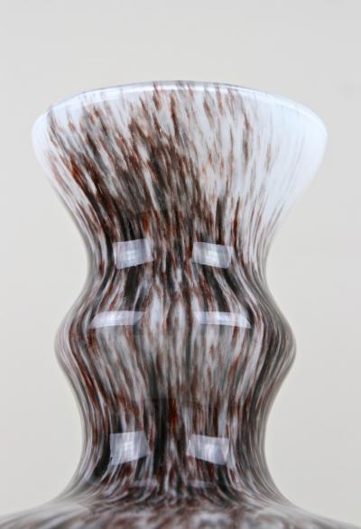 Mid Century Murano Glass Vase With Brown Grey Black Tones Italy circa 1970