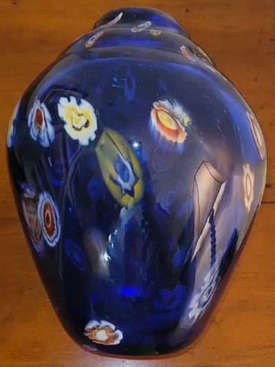 Mid Century Murano Millefiori Style Art Glass Vase