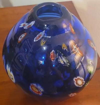 Mid Century Murano Millefiori Style Art Glass Vase
