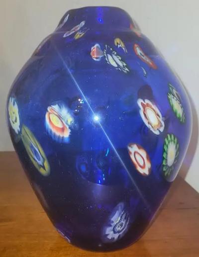 Mid Century Murano Millefiori Style Art Glass Vase