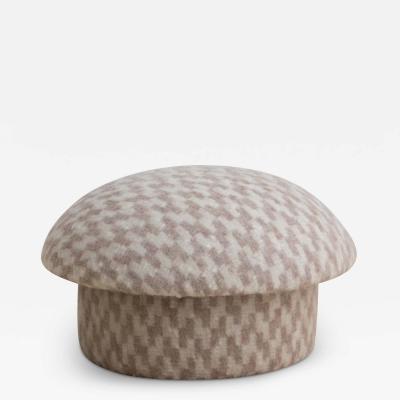 Mid Century Mushroom Ottoman in Textured Wool