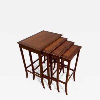 Mid Century Nesting Tables Mahogany Brass Bound Brass Inlay