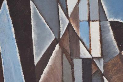 Mid Century New York School Abstract Modernist Cubist Oil Painting 1960s