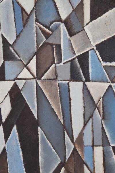 Mid Century New York School Abstract Modernist Cubist Oil Painting 1960s
