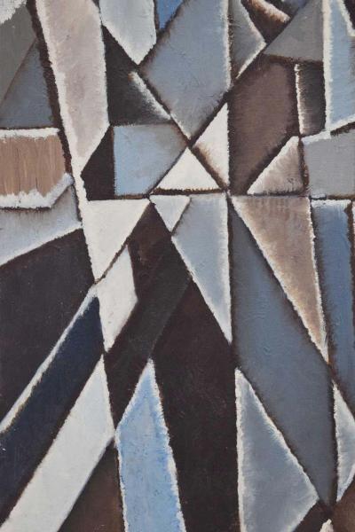 Mid Century New York School Abstract Modernist Cubist Oil Painting 1960s
