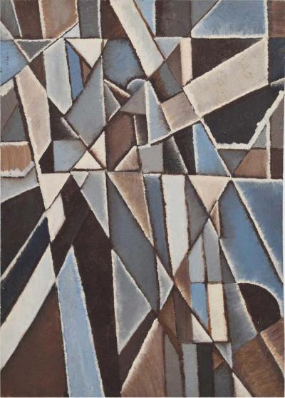 Mid Century New York School Abstract Modernist Cubist Oil Painting 1960s
