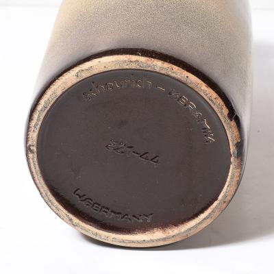 Mid Century Ochre Saffron Glazed Ceramic Umbrella Stand with Umber Detailing