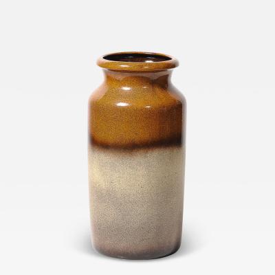 Mid Century Ochre Saffron Glazed Ceramic Umbrella Stand with Umber Detailing