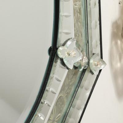 Mid Century Octagonal Tiered Reversed Etched Chain Beveled Venetian Mirror