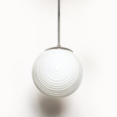 Mid Century Opalescent Textural Glass Pendant Chandelier with Nickel Fittings