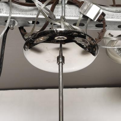 Mid Century Opalescent Textural Glass Pendant Chandelier with Nickel Fittings