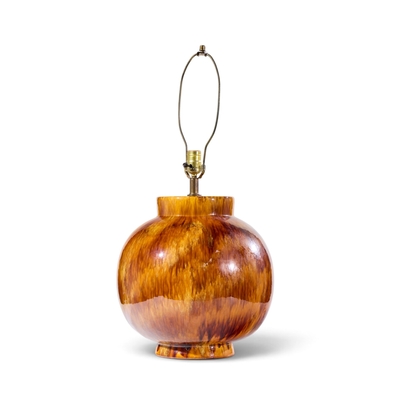 Mid Century Orange Drip Glaze Table Lamp Pair