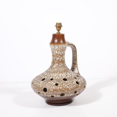 Mid Century Organic Pitcher Form Ceramic Table Lamp with Illuminated Cutouts