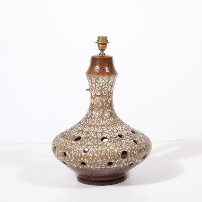Mid Century Organic Pitcher Form Ceramic Table Lamp with Illuminated Cutouts