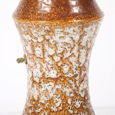Mid Century Organic Pitcher Form Ceramic Table Lamp with Illuminated Cutouts