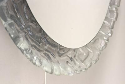 Mid Century Oval Acrylic Wall Mirror Illuminated Austria ca 1970
