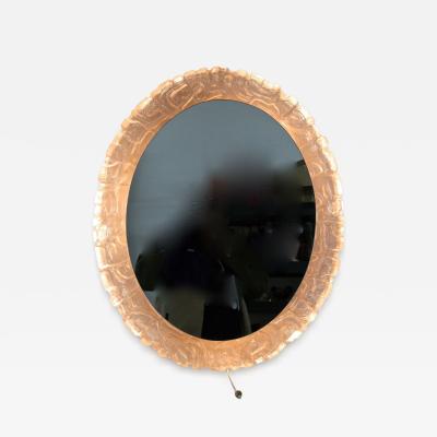 Mid Century Oval Acrylic Wall Mirror Illuminated Austria ca 1970