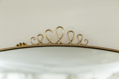 Mid Century Oval Shield Shaped Mirror With Decorative Scrolls