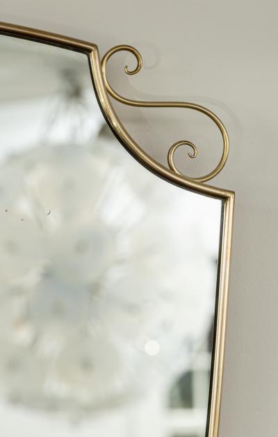 Mid Century Oval Shield Shaped Mirror With Decorative Scrolls