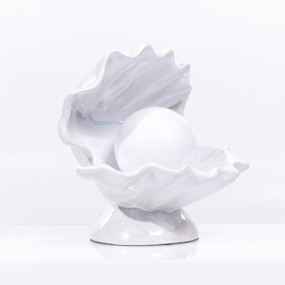Mid Century Oyster Shell Shaped Porcelain Lamps Pair