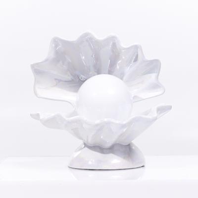 Mid Century Oyster Shell Shaped Porcelain Lamps Pair