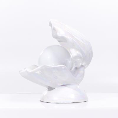 Mid Century Oyster Shell Shaped Porcelain Lamps Pair