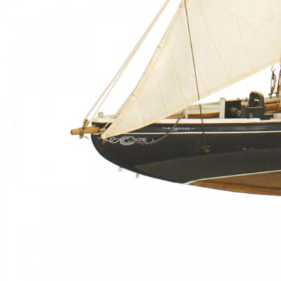 Mid Century Painted Wooden Sailboat Model 1