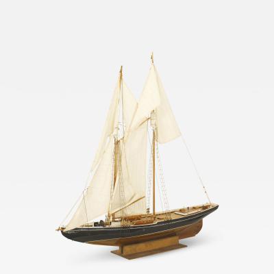 Mid Century Painted Wooden Sailboat Model 1