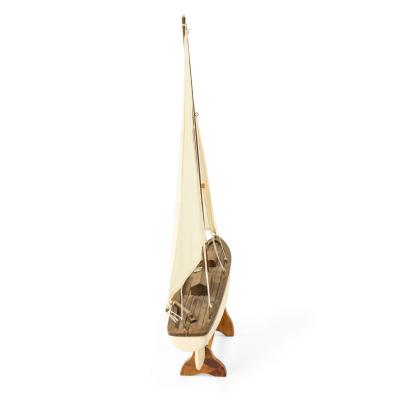 Mid Century Painted Wooden Sailboat Model
