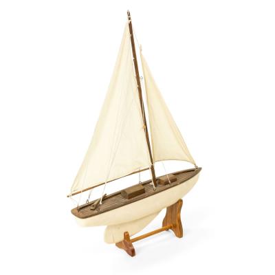 Mid Century Painted Wooden Sailboat Model