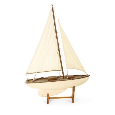 Mid Century Painted Wooden Sailboat Model