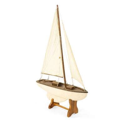 Mid Century Painted Wooden Sailboat Model