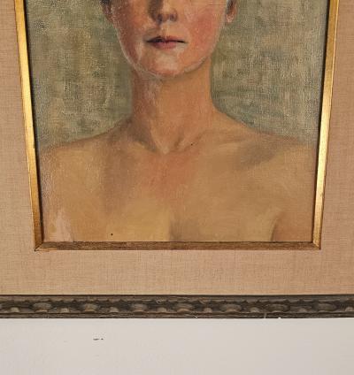 Mid Century Painting of Beautiful Woman France circa 1960