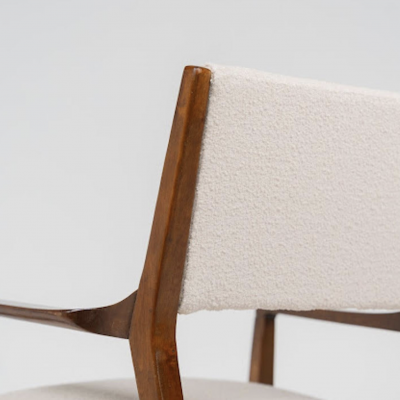 Mid Century Pair of Armchairs Wood and Fabric Italy 1960s