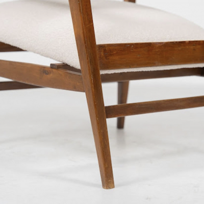 Mid Century Pair of Armchairs Wood and Fabric Italy 1960s