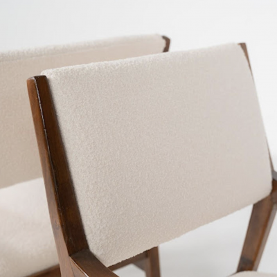 Mid Century Pair of Armchairs Wood and Fabric Italy 1960s