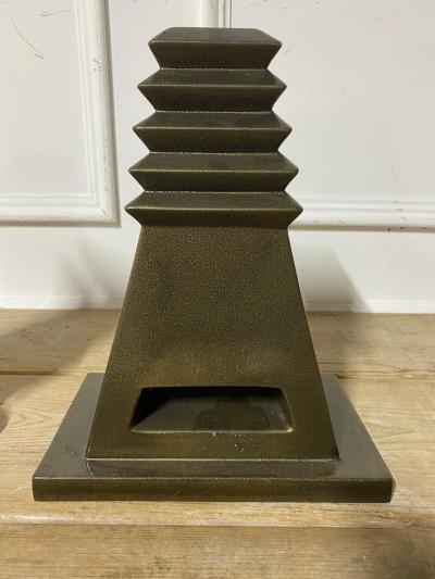 Mid Century Pair of Black Florio Vases