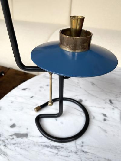 Mid Century Pair of Candle Holders Lacquered metal and Brass Italy 1950s