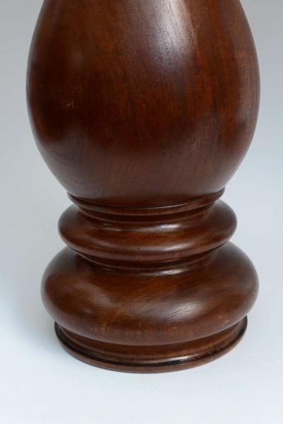 Mid Century Pair of Dark Hand Turned Wood Table Lamps