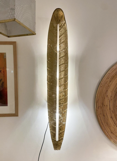 Mid Century Pair of Gold Murano Glass Wall Lights in the style of Barovier