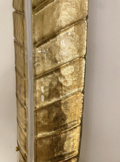 Mid Century Pair of Gold Murano Glass Wall Lights in the style of Barovier