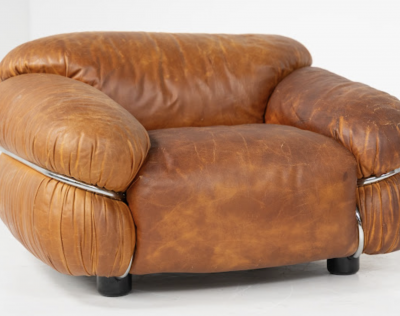 Mid Century Pair of Sesann Armchairs by Gianfranco Frattini for Cassina Italy