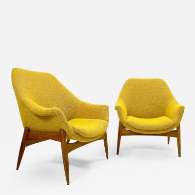 Mid Century Pair of Yellow Armchairs by Julia Gaubek