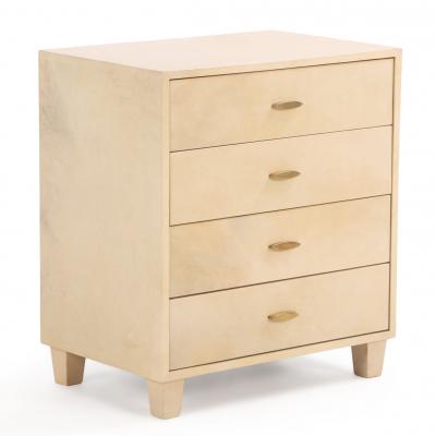 Mid Century Parchment Covered Commode or Night Stand C 1960 
