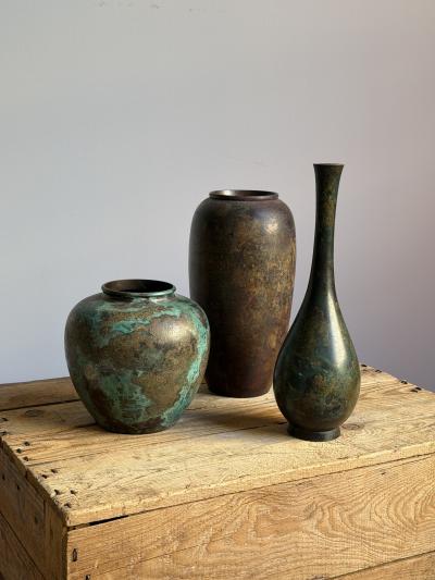 Mid Century Patinated Copper Vase