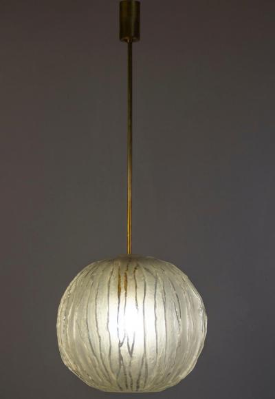 Mid Century Pendant Frosted Murano Glass by Angelo Brotto