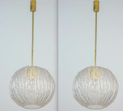 Mid Century Pendant Frosted Murano Glass by Angelo Brotto
